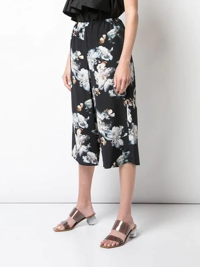 Shop Vince Cropped Floral Trousers In Black
