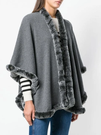 Shop N•peal Rabbit Fur Trim Cape In Grey
