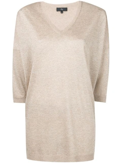 Shop Fay Metallic V-neck Jumper In Gold