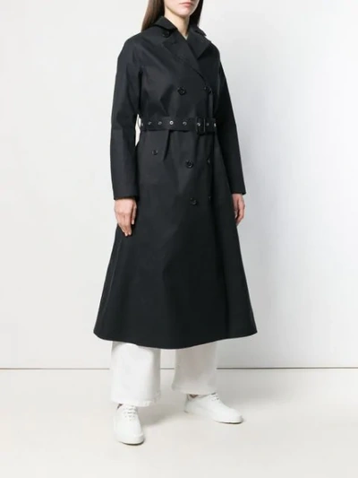 Shop Mackintosh Black Bonded Cotton Long Trench Coat
