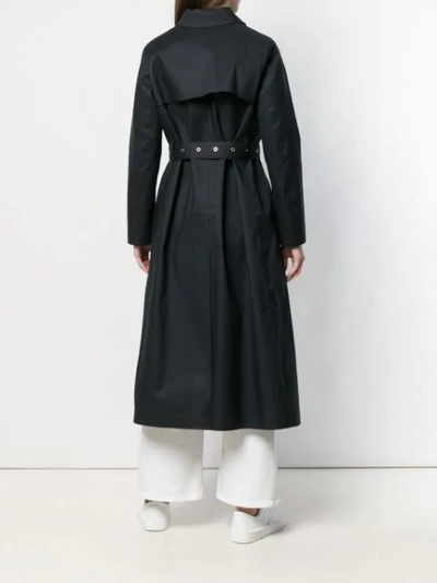 Shop Mackintosh Black Bonded Cotton Long Trench Coat