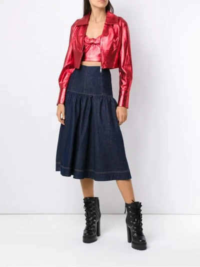 Shop Andrea Bogosian Leather Jacket In Red