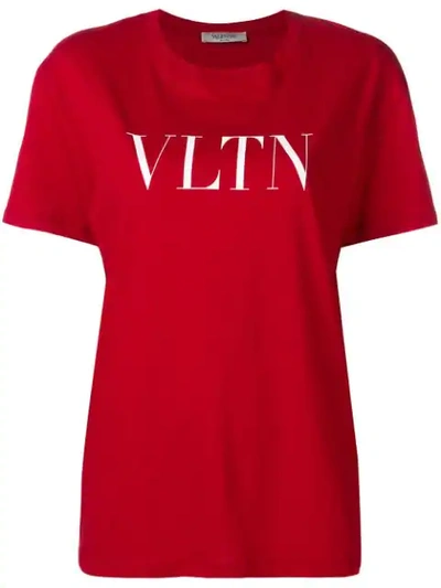 Shop Valentino Vltn Print T-shirt - Red