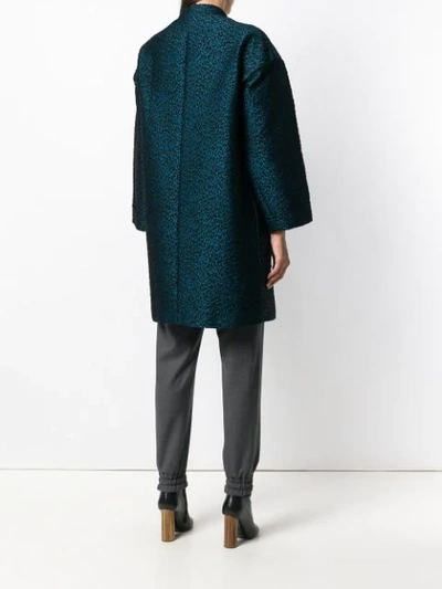 Shop Odeeh Leopard Print Single-breasted Coat In Blue