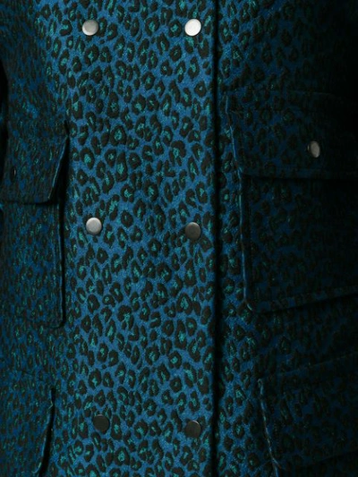 Shop Odeeh Leopard Print Single-breasted Coat In Blue