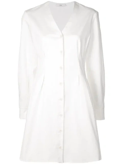 Shop Tibi Dominic Twill Shirt Dress In White