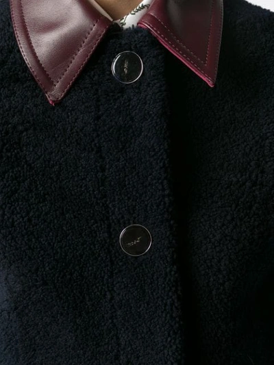 Shop Victoria Beckham Collar Fur Jacket In Blue