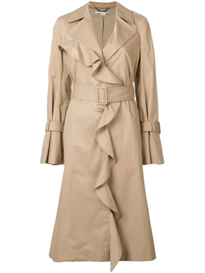 Shop Stella Mccartney Ruffled Coat In Neutrals