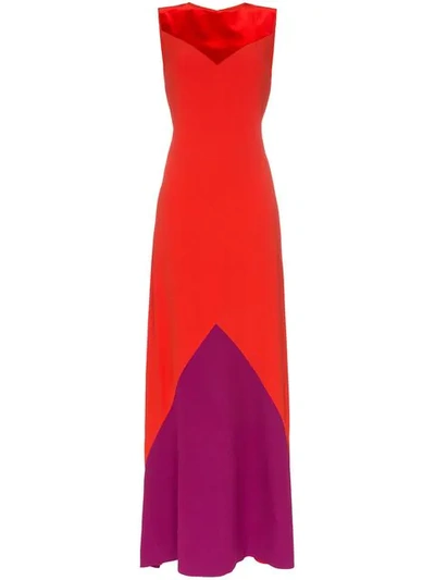 Shop Givenchy Contrast Panel Maxi Dress In Red