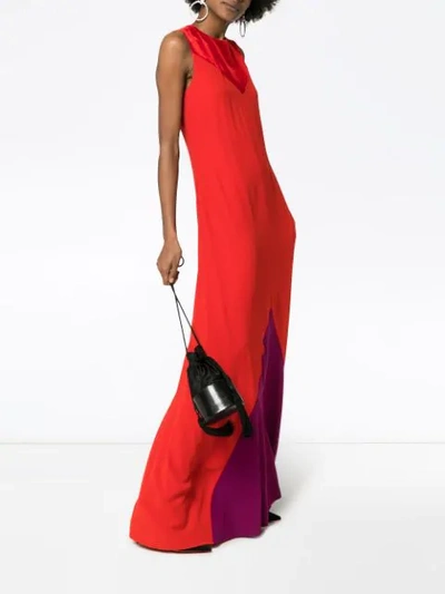 Shop Givenchy Contrast Panel Maxi Dress In Red