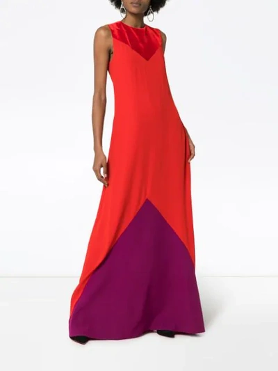 Shop Givenchy Contrast Panel Maxi Dress In Red