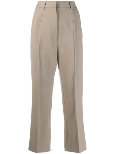 Shop Mm6 Maison Margiela Cropped Tailored Trousers In Neutrals