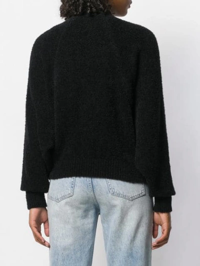Shop Balmain Buttoned Batwing Sweater In Black