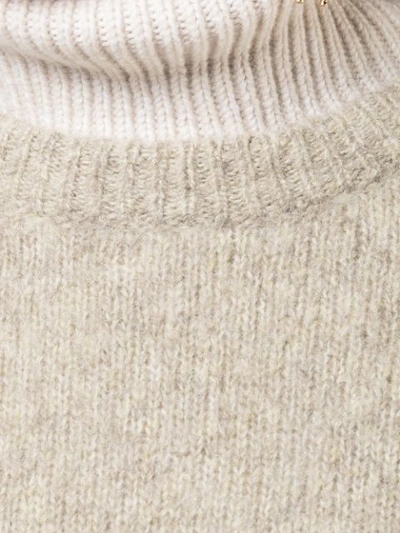 Shop Alexandra Golovanoff Ribbed Turtle Neck Scarf - Neutrals