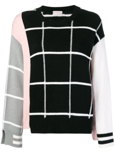 Shop Mrz Colour-block Check Sweater - Black