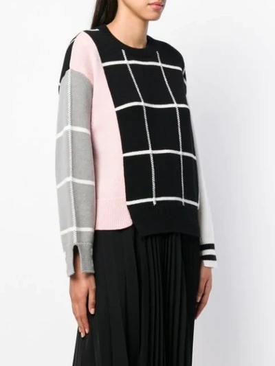 Shop Mrz Colour-block Check Sweater - Black