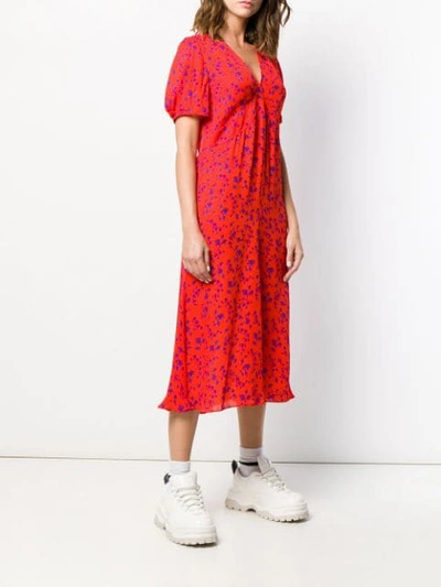 Shop Mcq By Alexander Mcqueen Floral Print Midi Dress In Orange
