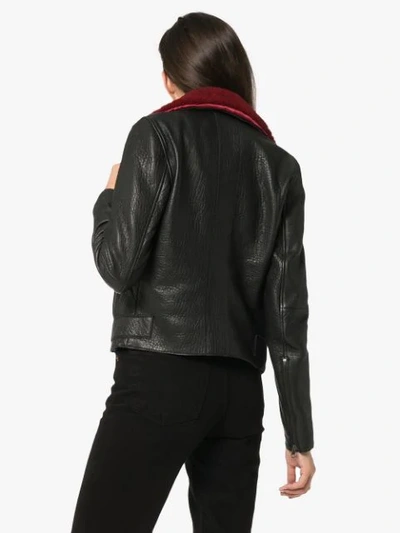 Shop Lot Lthr Leather Biker Jacket In Black