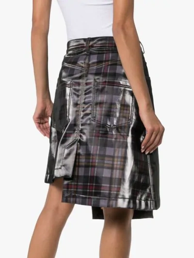 Shop Delada Asymmetric Checked Skirt In Red