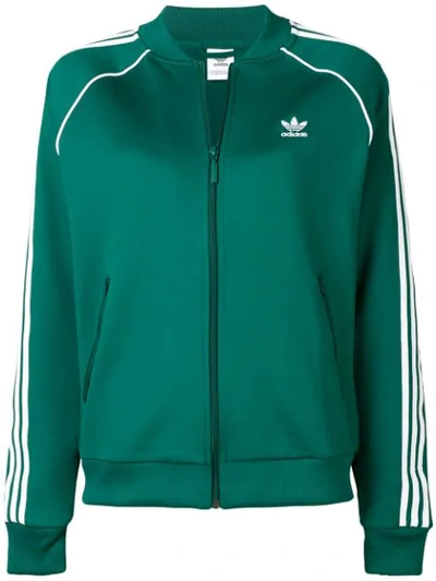 Shop Adidas Originals Classic Branded Jacket In Green