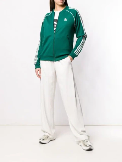 Shop Adidas Originals Classic Branded Jacket In Green