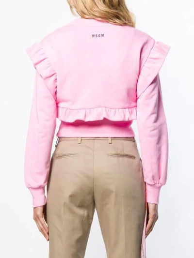 Shop Msgm Ruffle Sweatshirt In Pink