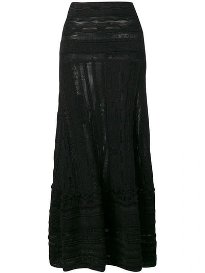 Shop Laneus Long Embroidered Skirt - Black