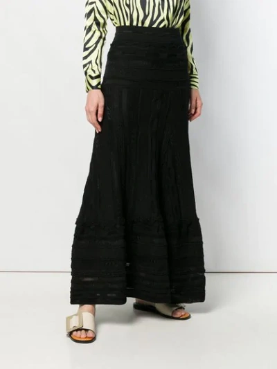Shop Laneus Long Embroidered Skirt - Black