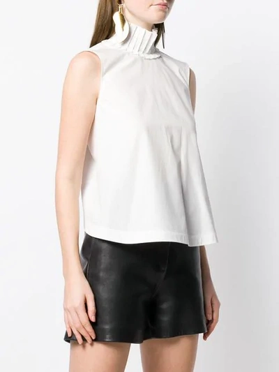 Shop Fendi Frill Collar Sleeveless Blouse In White