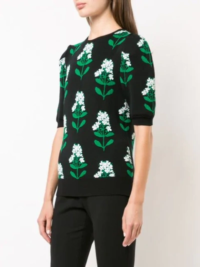 Shop Carolina Herrera Knitted Floral Top - Black