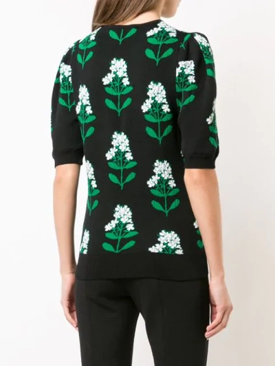 Shop Carolina Herrera Knitted Floral Top - Black