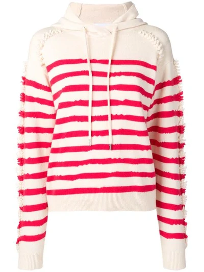 Shop Barrie Stripe Hooded Sweater In White