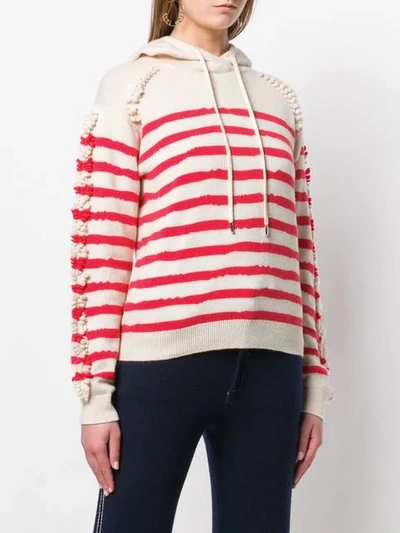 Shop Barrie Stripe Hooded Sweater In White