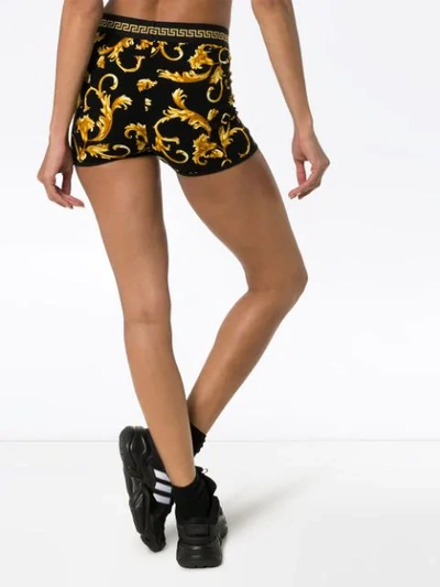 Shop Versace Baroque Printed Shorts In Black