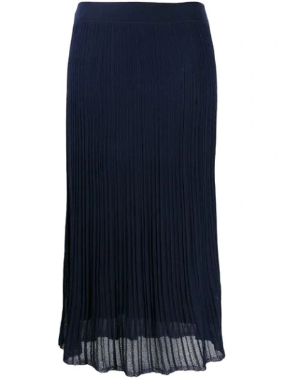 Shop Vince Long Pleated Skirt In Blue