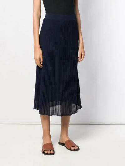 Shop Vince Long Pleated Skirt In Blue