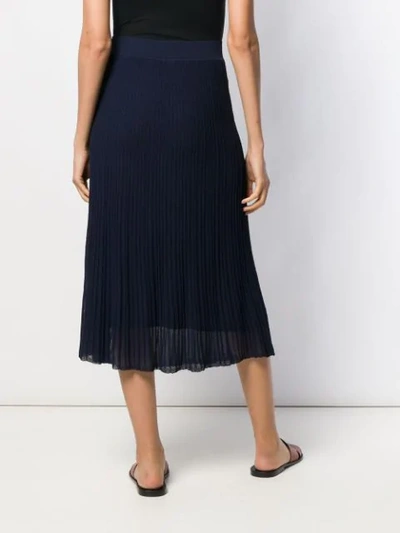 Shop Vince Long Pleated Skirt In Blue