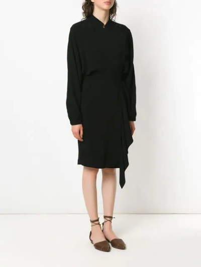 Shop Andrea Marques Ruffled Wrap Style Dress In Black
