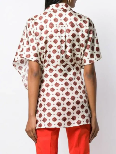 Shop Alberto Biani Printed Tie Front Shirt In White