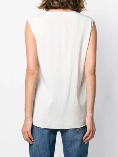 Shop Brunello Cucinelli Sleeveless Shift Blouse In White