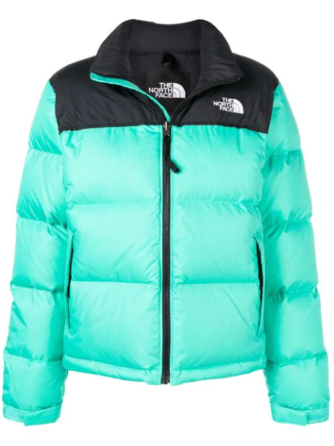 The North Face Logo Puffer Jacket In Green Modesens