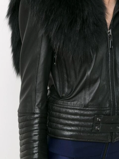 Shop Andrea Bogosian Trimmed Leather Jacket In Black