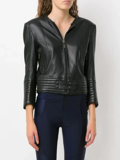 Shop Andrea Bogosian Trimmed Leather Jacket In Black