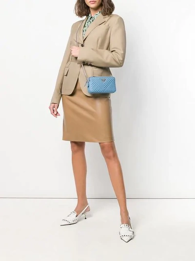 Shop Prada Logo Band Midi Skirt In F0040 Cammello