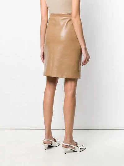 Shop Prada Logo Band Midi Skirt In F0040 Cammello