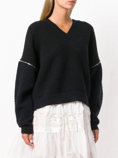 zip-detail oversized sweater