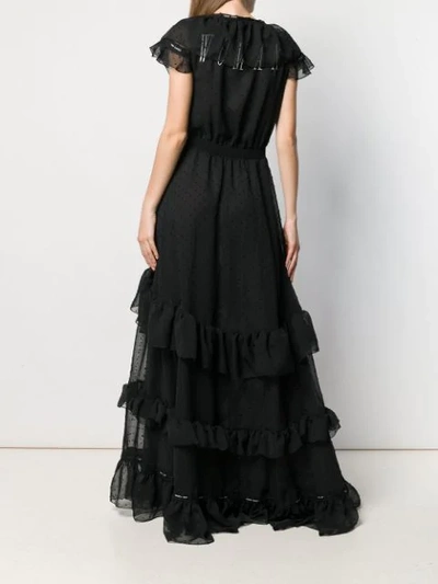 Shop Off-white Long Ruffled Dress In Black