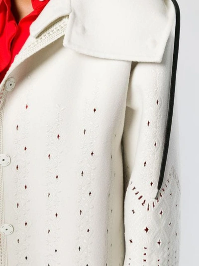 Shop Ermanno Scervino Perforated Midi Coat In Neutrals