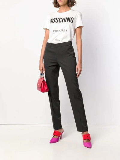 Shop Moschino High-waist Tailored Trousers In Grey
