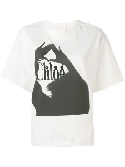Shop Chloé Logo Print T-shirt In White